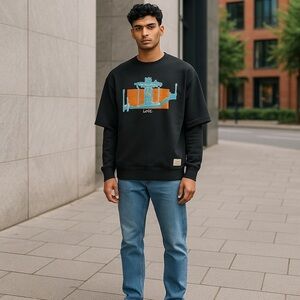 Logic “No Pressure” Crewneck Sweatshirt Men’s Small Black Rap Graphic Pullover